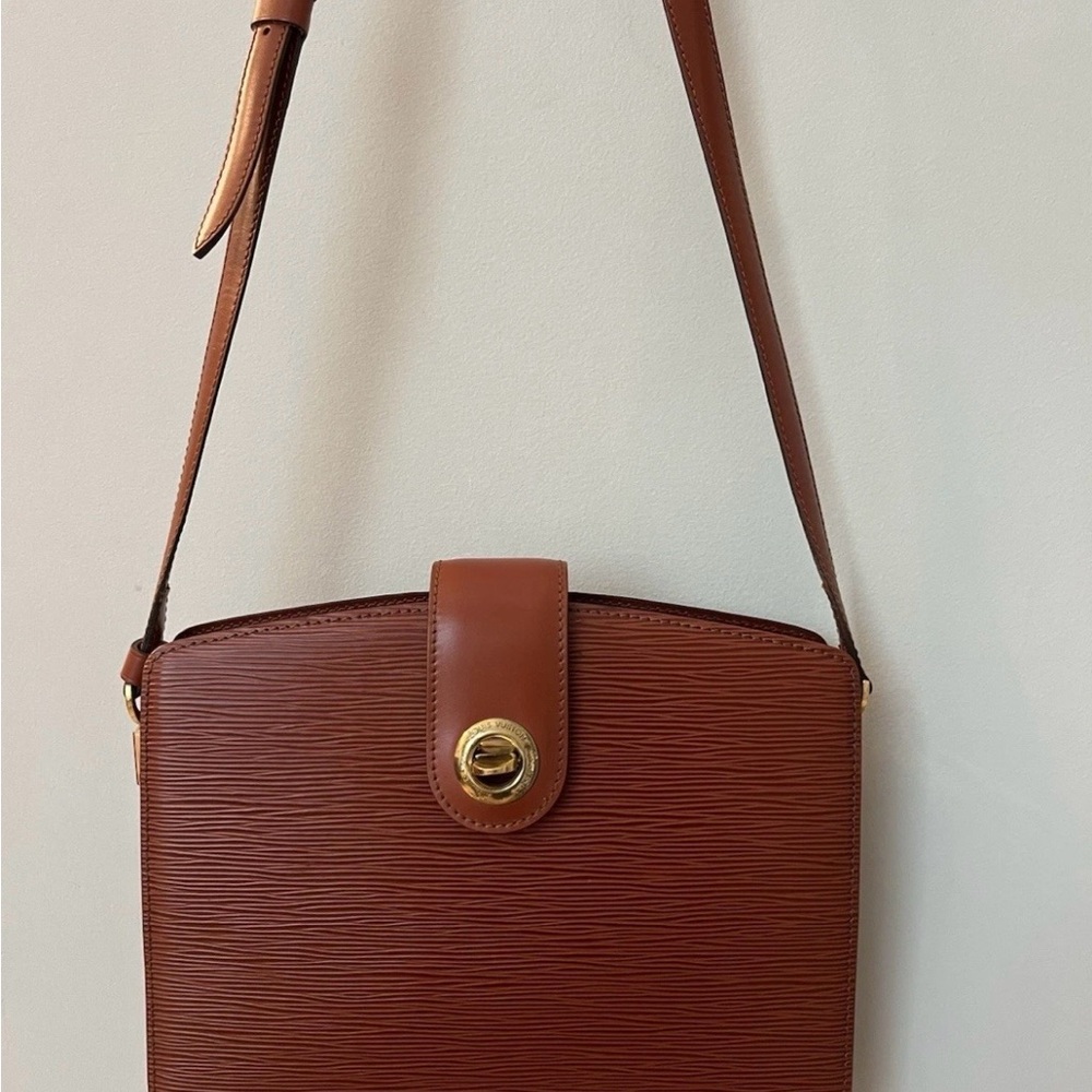 Louis Vuitton Tan Crossbody Bag with Gold Details